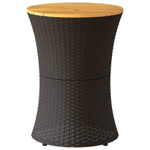 Mesa Auxiliar de Jardín de Ratán PE Negro con Acero con Recubrimiento en Polvo y Madera de Acacia, Producto de Mesas para Exteriores - Product Image 4