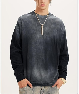 Sweat-shirt vintage délavé à l'acide pour homme, col rond oversize, pull élégant à manches longues, vente directe d'usine, logo personnalisé OEM - Product Image 4