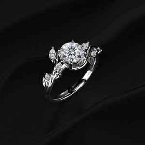 Anillo de Diamante Cultivado en Laboratorio de 2.50 Quilates, Corte Brillante Redondo, con Diseño de Hoja y Acentos Laterales, Certificado IGI, Oro Amarillo, Blanco y Rosa - Product Image 3