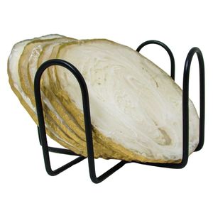 Luxury Gold Edge Resin Round Eco-Friendly <b>Coaster</b> <b>Set</b> - Product Image 1