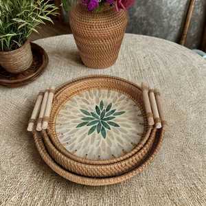Plateau rectangulaire en rotin poli, résistant au lave-vaisselle, éco-responsable, de la marque Hs Husnain Crafts. - Product Image 5