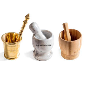 Mortero y Pilón Redondos para Hierbas, Especias y Pimienta, de Latón Chapado en Oro de Primera Calidad, con Buen Diseño - Product Image 4