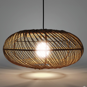 Handwoven Rattan Pendant Light Natural Brown Woven <b>Lampshade</b> Modern Indoor Hanging Lamp Decor - Product Image 3
