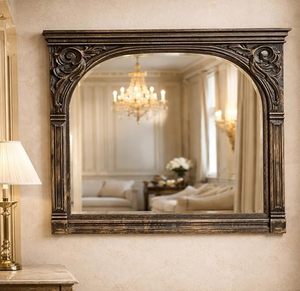 <b>Arched</b> <b>Framed</b> Wooden Rustic Decorative Wall Mirror Ornamental for Living Room Bedroom Entryway - Product Image 1