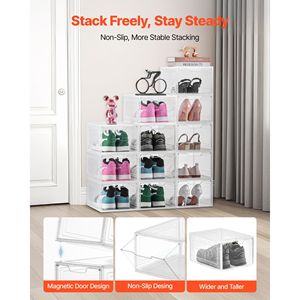 Scatole Impilabili in Plastica Trasparente XXL per Scarpe, Confezione da 12, con Porta Magnetica, Leggere, Adatte per Taglia US 13 - Product Image 3