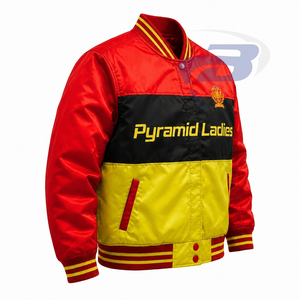 Chaqueta de carreras bordada para mujer de la hermandad NSPDK, ropa griega vintage, chaqueta de carreras roja y amarilla para mujer - Product Image 2