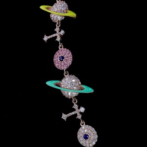 Pendentif Croix Luxe Sertie de Moissanite avec Planètes, en Argent 925, Bijou Chrétien Religieux, Collier Hip Hop Bling pour Homme - Product Image 4