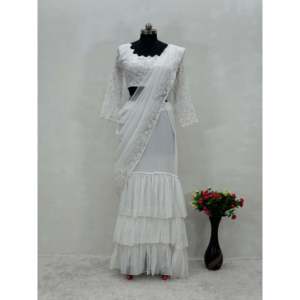 Magnifique lehenga prêt-à-porter avec des volants pour les tenues de soirée - Product Image 1