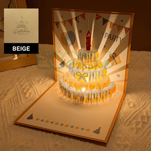 Cartes de vœux 3D Pop-Up Gâteau d'Anniversaire Faites à la Main Papier de Luxe Logo Personnalisé Noël Remise de Diplôme Nouvel An Vente en Gros Vietnam - Product Image 3