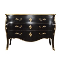 Commode à tiroirs en bois peinte en noir et or de style français, design pour meubles de chambre à coucher de style européen antique