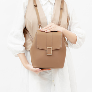 Women's Fashion Waterproof Square <b>Backpack</b> Synthetic <b>Leather</b> Authentic Lining Drill Buckle Closure <b>Large</b> Capacity Daily Use - Product Image 3
