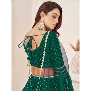 Charmant Lehenga Choli en Georgette à Paillettes Vertes Semi-Cousu 2000g Zeel Clothing avec Dupatta - Product Image 3