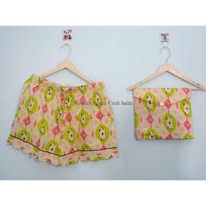 Ensemble de pyjama pour femmes 100% coton, imprimé floral, vêtements de nuit, shorts, grande taille, vêtements de plage, ensemble de pyjama court - Product Image 3