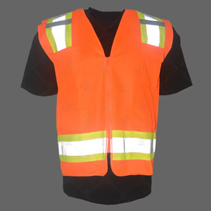 เสื้อกั๊กนิรภัยสีส้มสะท้อนแสงพร้อมแถบสะท้อนแสง ปิดด้วยซิป เสื้อผ้าทำงานผู้ชาย สไตล์ลำลอง ใช้ได้ในฤดูร้อน - Product Image 2