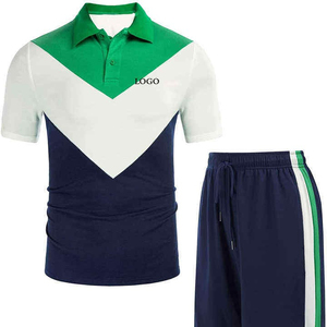 Ensemble polo et short décontracté d'été pour homme, en tissu tricoté personnalisé, coloré, grande taille, thermique et respirant - Product Image 1
