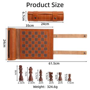 Custom 21 Inch Square PU Leather Eco-Friendly Travel <b>Backgammon</b> <b>Board</b> Game Professional Luxury Gift Customizable - Product Image 4