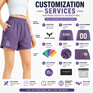Custom Women’s Athletic Running Shorts Lightweight Quick Dry High Waist <b>Elastic</b> <b>Waistband</b> Workout Gym Fitness Sports Shorts - Product Image 4