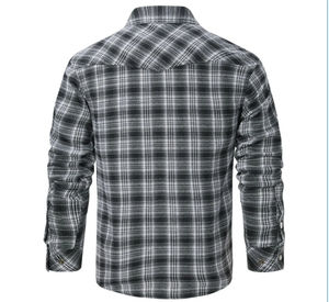 Chemise à carreaux en flanelle à manches longues boutonnée en mélange de coton et polyester sur mesure pour homme, collection Printemps-Automne 2026 - Product Image 5