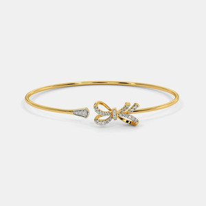 Bracelet ouvert en or avec nœud papillon et diamants - Product Image 1
