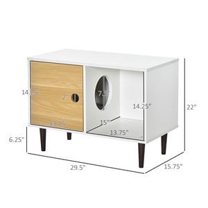 Cuccia Decorativa in Legno per Gatti con Spazio Contenitore, Tavolino Laterale Rialzato per Gattini con Cuscino Morbido - Product Image 3