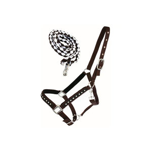 <b>Red</b> Nylon Horse Halter With Brass Hardware For Equestrian Use - Product Image 5
