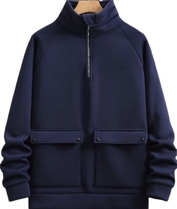 Men's Fashion Raglan Sleeve Sweatshirt Half-<b>Zip</b> Open Neckline Autumn/Winter Casual Versatile Long-Sleeve 100% Cotton Fleece - Product Image 1