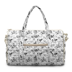 Quilted Cow Print Travel Duffle <b>Bag</b> Large Capacity <b>Padded</b> Weekender <b>Tote</b> With Zippered Front Pocket - Product Image 3