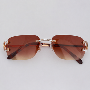 Gafas de Sol de Lujo de Alta Calidad, Marca Reconocida, para Hombre, Sin Montura, Metálicas, Lentes Coloridas, Estilo Vintage, con Moissanita - Product Image 4
