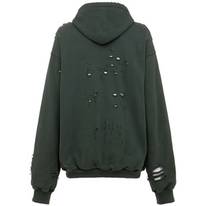 เสื้อฮู้ดดี้ผ้าฝ้ายแบบมีฮู้ด แต่งขาดๆ ทรงโอเวอร์ไซส์ สไตล์ดิสเทรส - Product Image 2