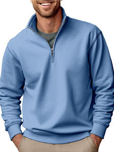Sweat-shirt à col montant zippé pour homme, pull tricoté à demi-zip, finition lisse, idéal pour le sport, décontracté ou comme pièce de superposition quotidienne - Product Image 5