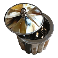 Seau à glace artisanal écologique avec incrustation de corne, intérieur en acier inoxydable, capacité 5L, motif floral, luxe moderne, pour fêtes et bars