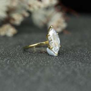 แหวนหมั้นเพชรโมอิสซาไนต์ทรงมาร์คีส์ เงินแท้ 925 สำหรับผู้หญิง แหวนแต่งงานสุดหรู แหวนขอแต่งงาน เครื่องประดับสั่งทำ - Product Image 2