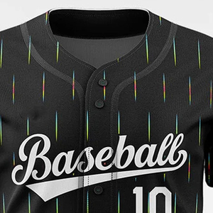 Maillot de baseball noir à manches courtes, imprimé par sublimation, maille respirante, unisexe, adulte, coupe régulière, boutons sur le devant, numéro 10 - Product Image 5