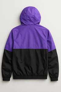 Veste coupe-vent violette et noire légère, veste de sport décontractée, manteau à capuche zippé pour l'extérieur, style sportif rétro printemps - Product Image 2