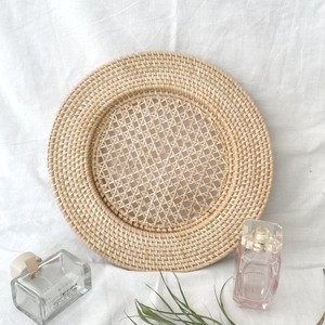 Handwoven rattan charger plates silver dining table chargers supplier cost placemat underplates - Product Image 1