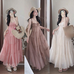 Vestido Largo Sexy para Mujer, Manga Corta, Sólido, Simple, Elegante, Cómodo, Informal, Formal, para Diversas Ocasiones, de Seda - Product Image 2