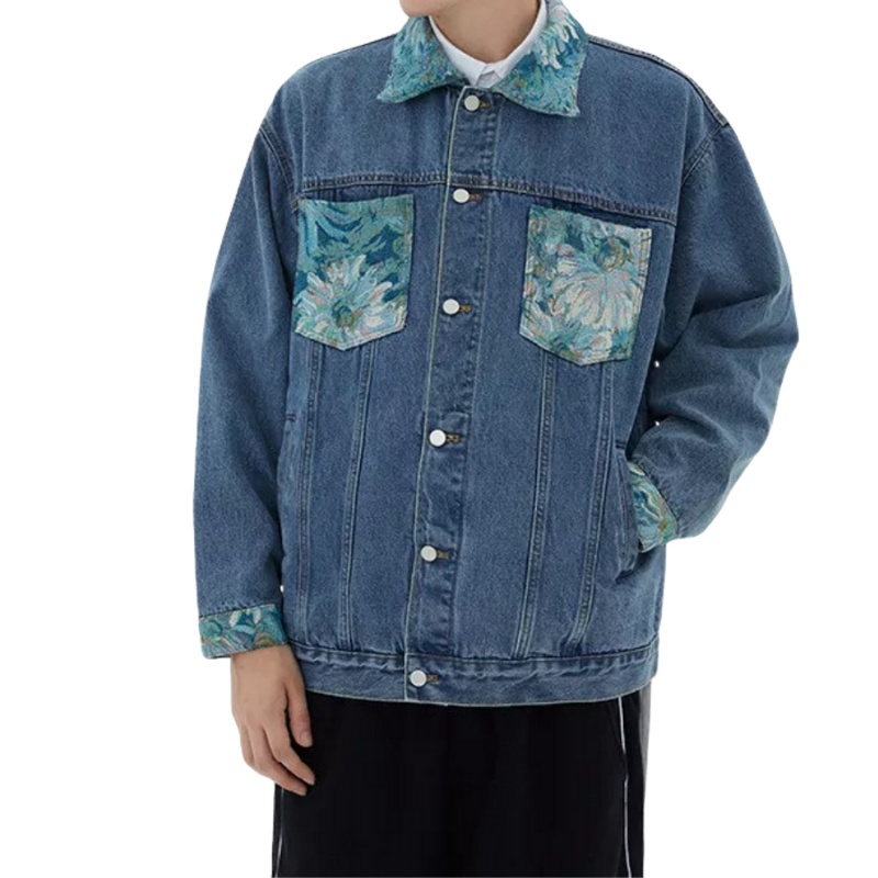 Wholesale Baggy Men Denim Jacket Long
