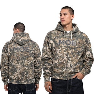 Sweat à capuche zippé camouflage en coton pour homme, style streetwear hip-hop oversize, personnalisable, vente en gros, OEM, sweats à capuche tendance - Product Image 1