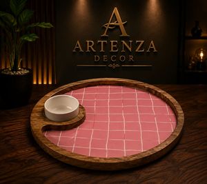 Plateau de service vintage en bois plaqué or avec incrustation de nacre, motif perlé décoratif, avec poignées, pour cuisine et salon - Product Image 4