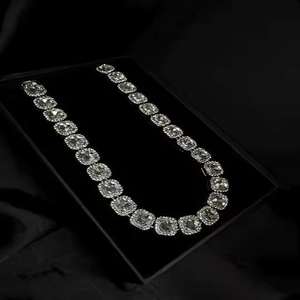 Cadena Cubana de Moissanita con Diamantes, Estilo Hip Hop, Plateada, para Hombre - Product Image 1