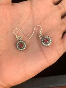 <b>Garnet</b> Gemst Designer Brands Jewelry High Quality Best Price Wholoselase Gemstone Brass Oxidized Antique Birthstone <b>Earring</b> - Product Image 3