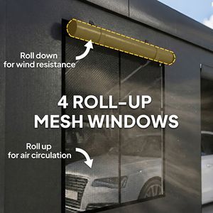 20FT X 20FT Heavy Duty Dark Gray Carport Portable Garage <b>Canopy</b> <b>Tent</b> with 3 Roll-up Doors 4 Windows Simple Style for Park Use - Product Image 5