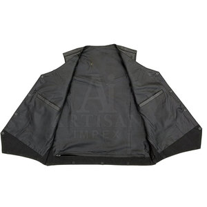 Custom Design Leather Men <b>Vest</b> Solid Color Leather Streetwear Sleeveless Leather Men <b>Vest</b> - Product Image 4
