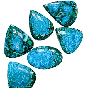 FAIJAN GEMS Pierres précieuses naturelles CHRYSOCOLLA & MALACHITE, cabochons polis de formes variées du Rajasthan, pour la fabrication de bijoux de toutes tailles - Product Image 3
