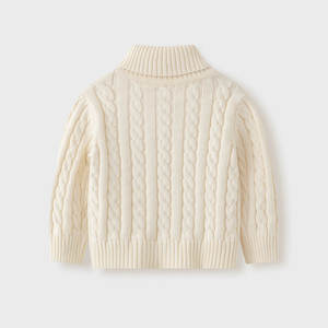 Pull tricoté à col montant pour garçons, manches longues, couleur unie, en coton torsadé, pour bébés - Vente en gros pour fabricants de pulls - Product Image 2