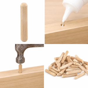 Chevilles en bois massif à extrémités biseautées et chevilles rainurées de précision, écologiques, durables, faciles à installer pour la maison et le bureau - Product Image 5