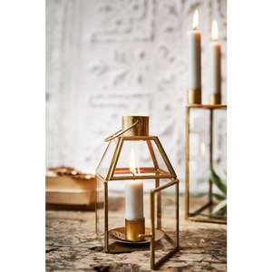 Porte-bougie en verre géométrique, lanterne décorative élégante à bordure dorée pour la décoration moderne de la maison, lanterne idéale pour offrir en cadeau - Product Image 2