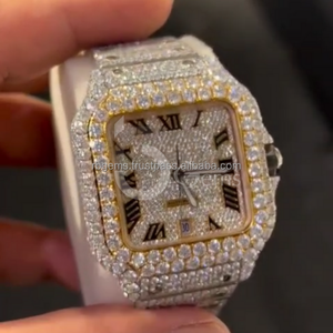 VVS Moissanite นาฬิกาอะนาล็อกสุดหรูสำหรับผู้ชายปรับแต่งได้สไตล์ฮิปฮอปสีขาวเต็มรูปแบบเคลื่อนไหวเหล็กสแตนเลส16มม. - Product Image 4