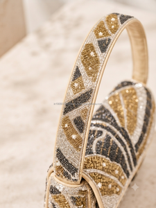 Bolso de noche con solapa y cuentas, hecho a mano, elegante, para fiesta, boda, banquete - Product Image 2