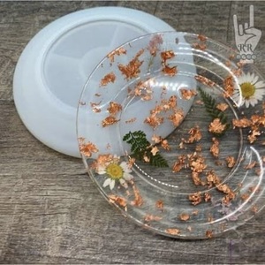 Assiette en résine d'art populaire ILAHI - Motif floral simple, durable, multi-occasions, pour servir, offrir, décorer l'intérieur, Uttar - Product Image 3